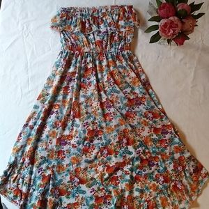 Hi-Low Strapless Paisley Sundress